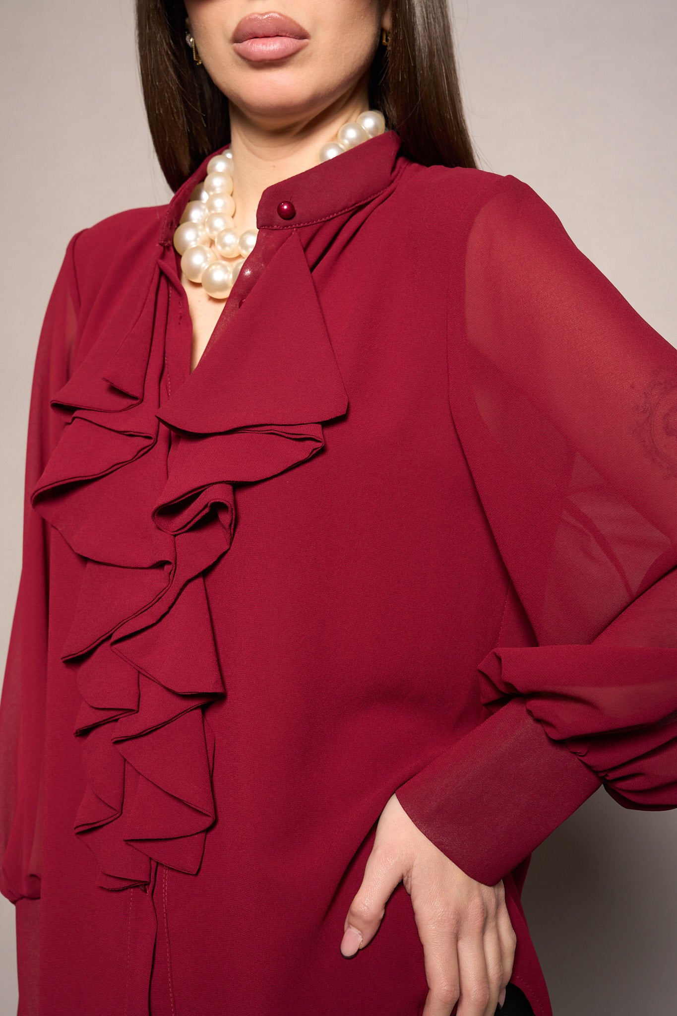 Camicia volant bordeaux