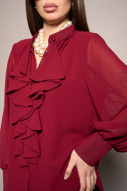 Camicia volant bordeaux