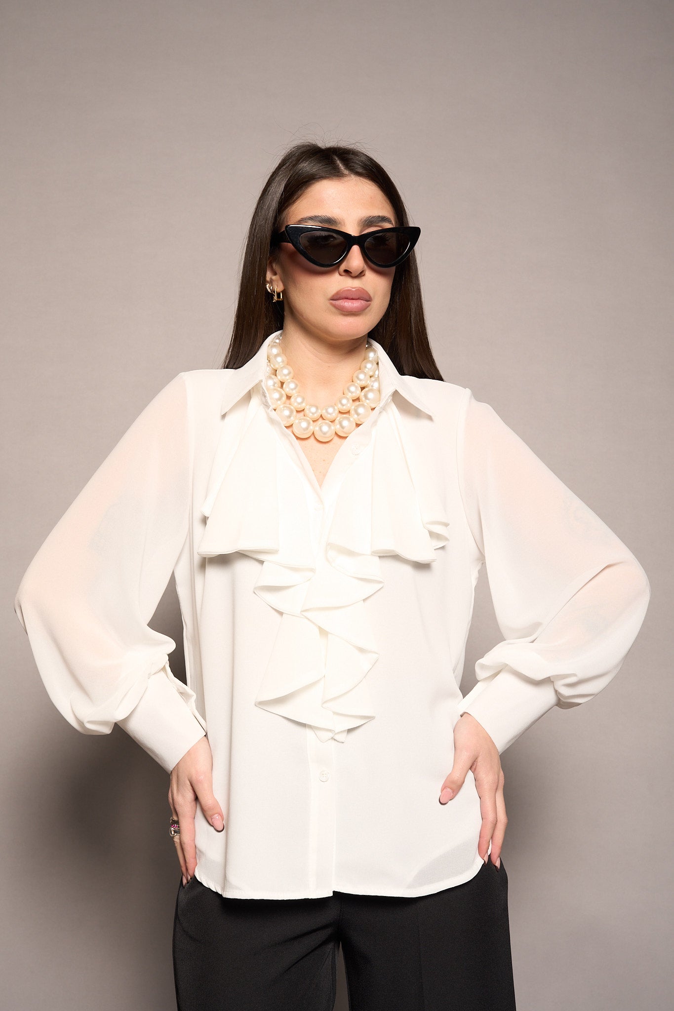 Camicia volant bianca