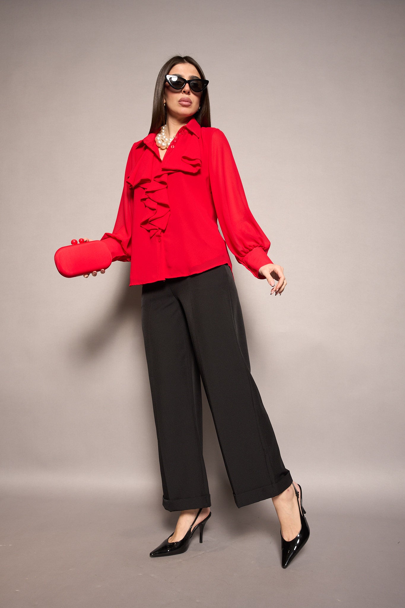 Camicia volant rossa