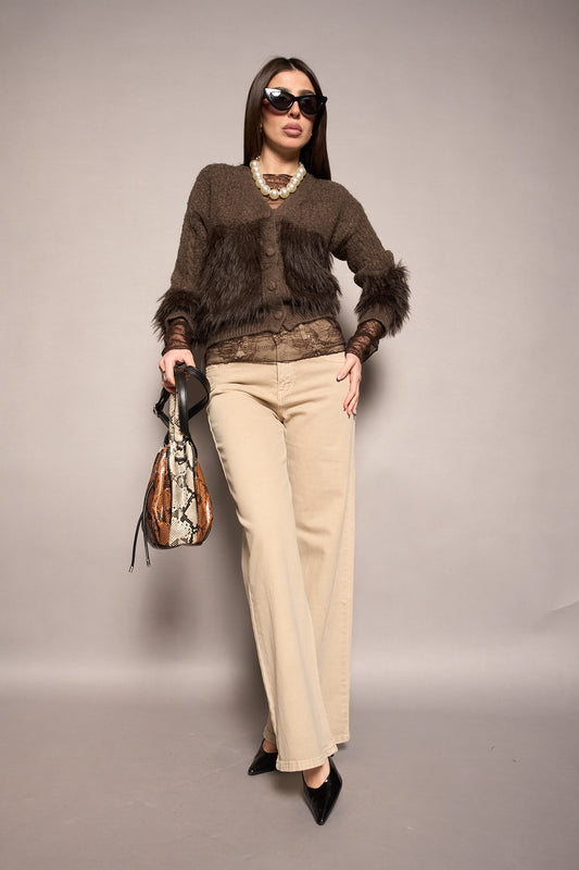 Cardigan pelo marrone