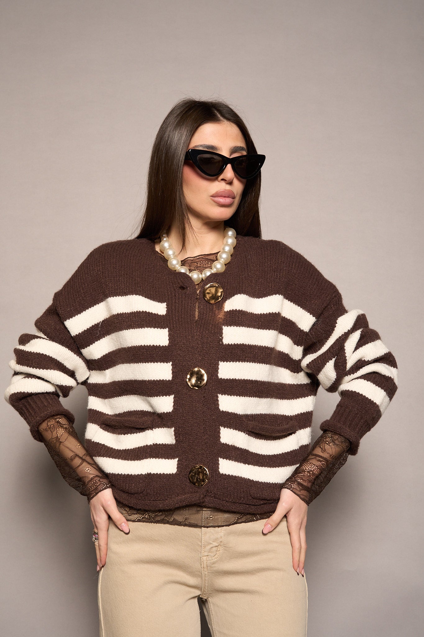 Cardigan bottoni oro