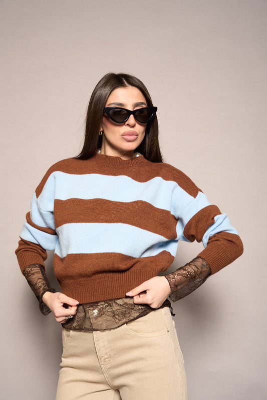 Maglia righe azzurra