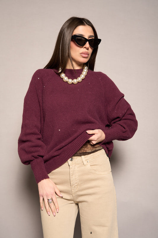 Maglione lamè bordeaux