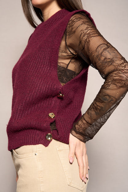Gilet con bottoni bordeaux