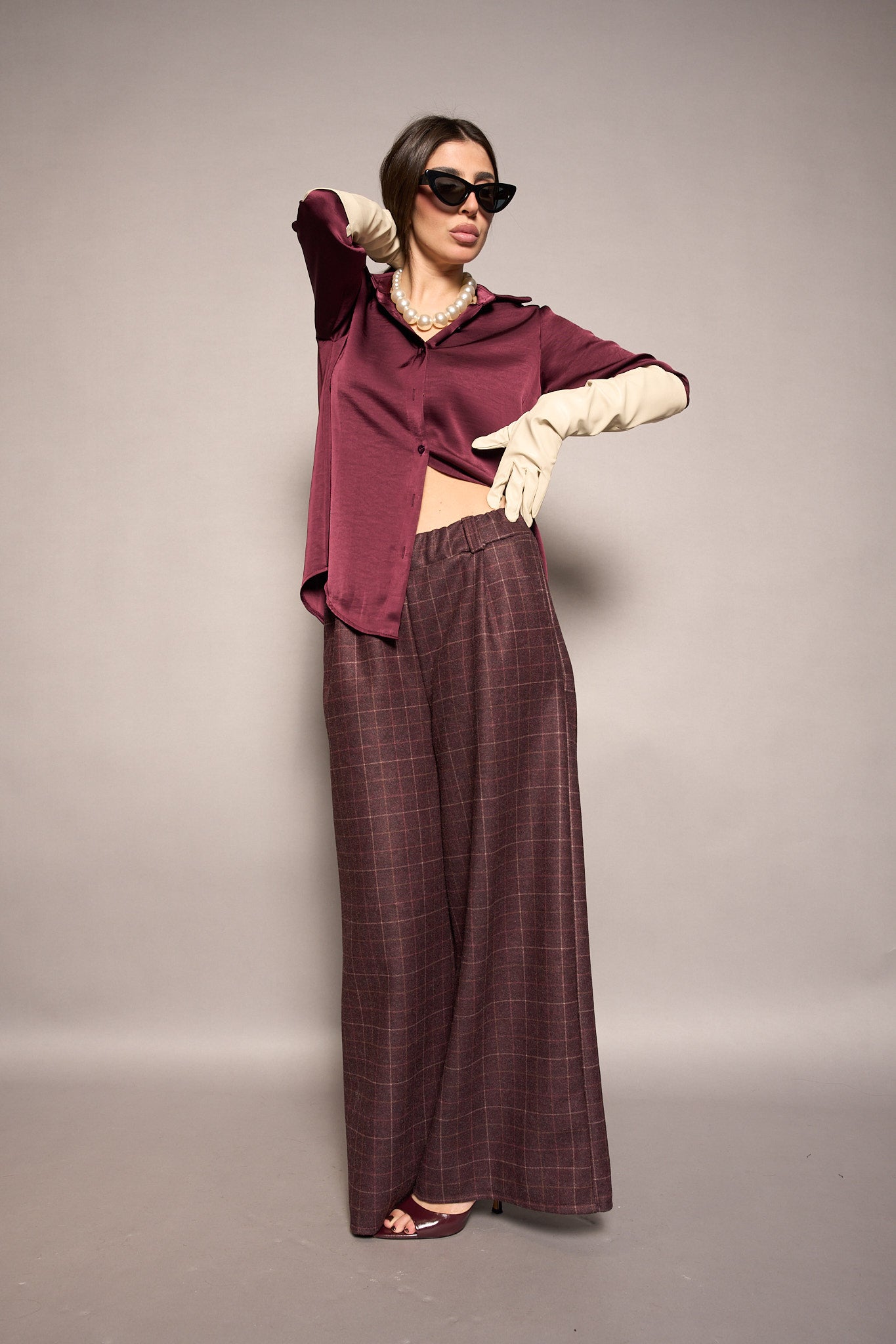 Pantalone ampio tartan