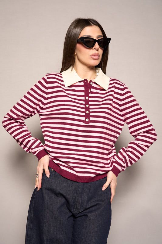 Polo righe bordeaux