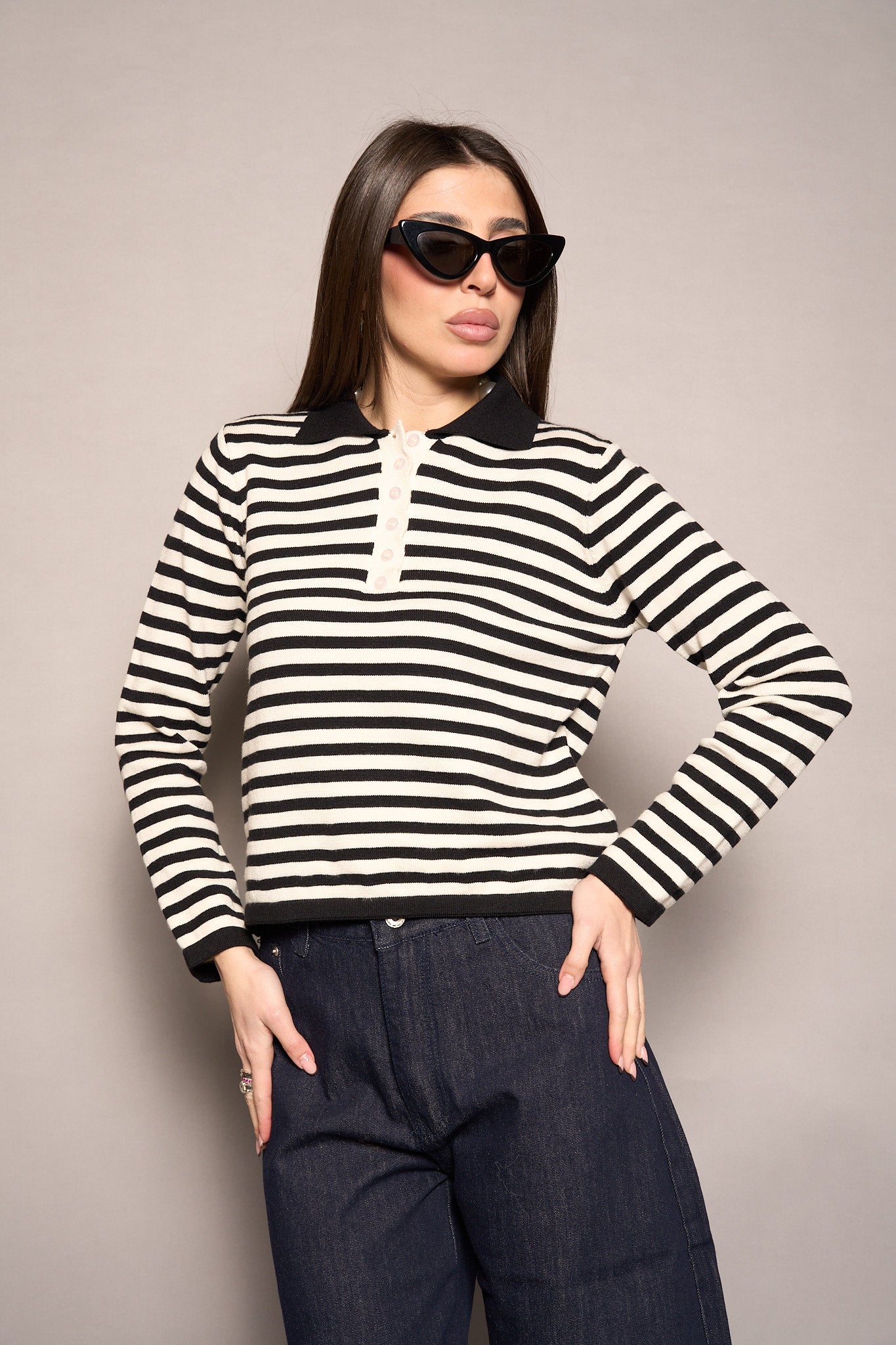 Polo righe nera