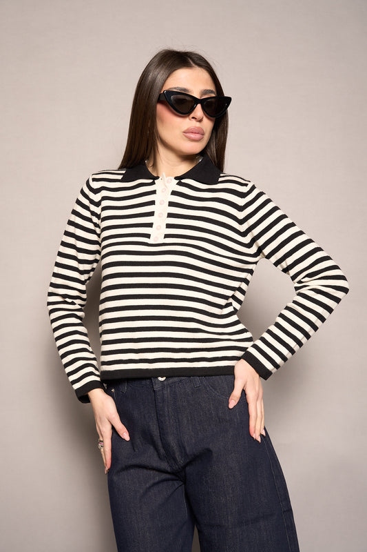 Polo righe nera
