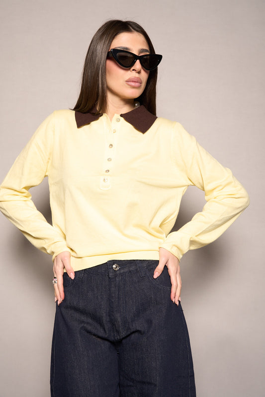 Polo colletto gialla