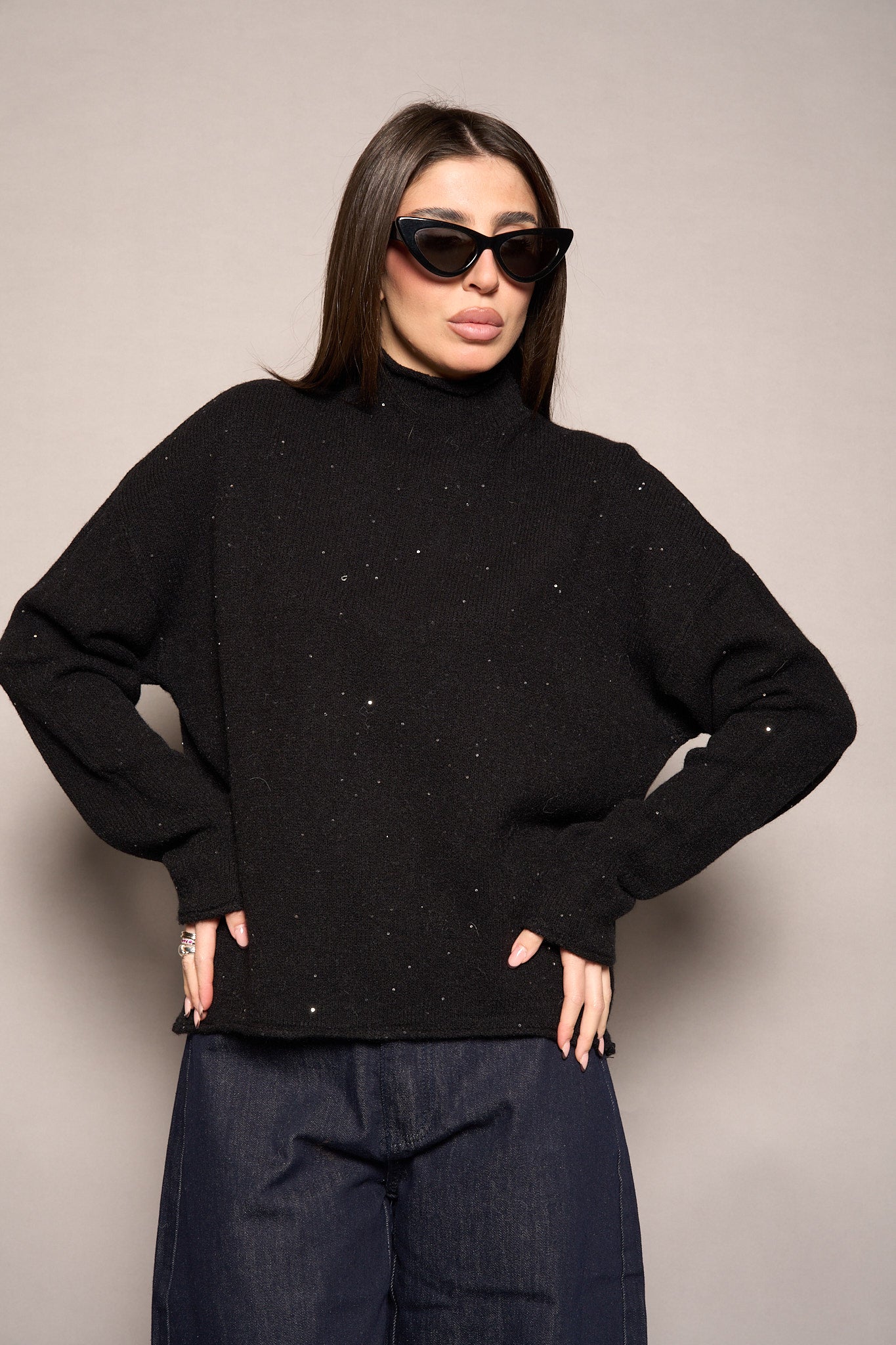 Maglione lamè nero