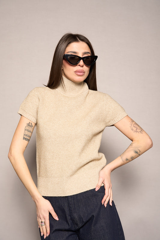 Maglia mezza manica lamè