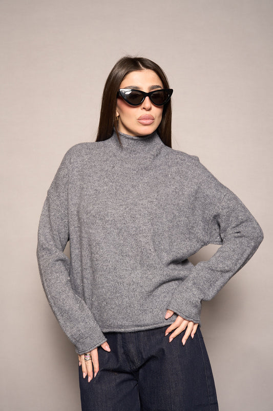 Maglione lamè grigio