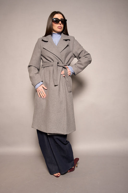 Cappotto cintura grigio
