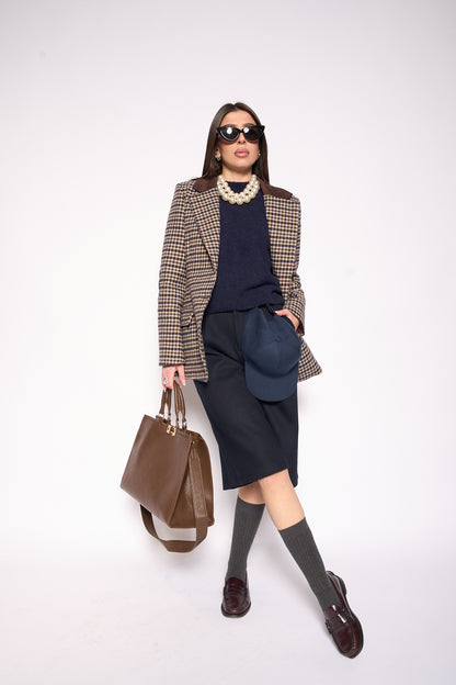 Giacca quadri marrone