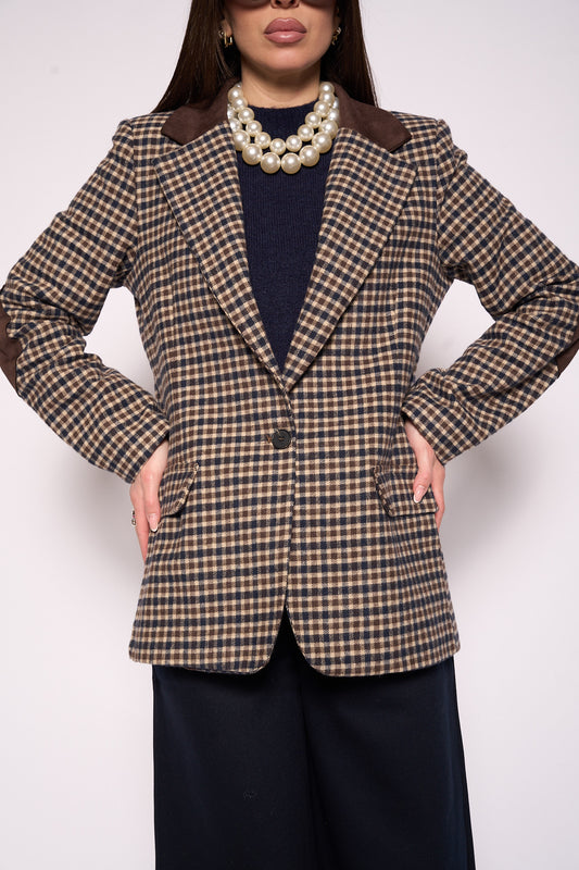 Giacca quadri marrone