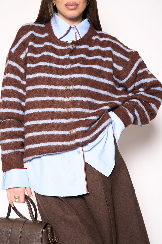 Cardigan righe azzurre