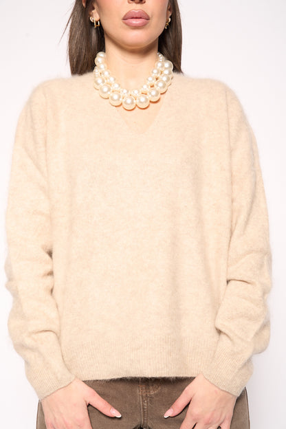Maglione lana beige