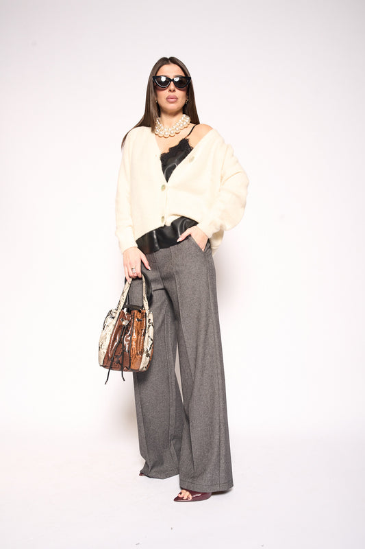 Cardigan bottoni panna