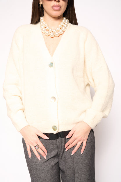 Cardigan bottoni panna