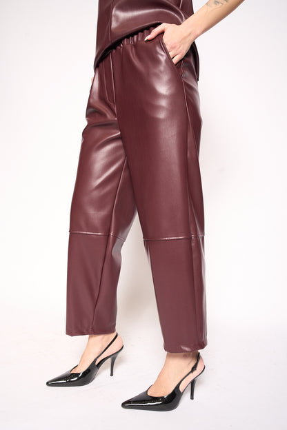 Pantalone eco pelle bordeaux