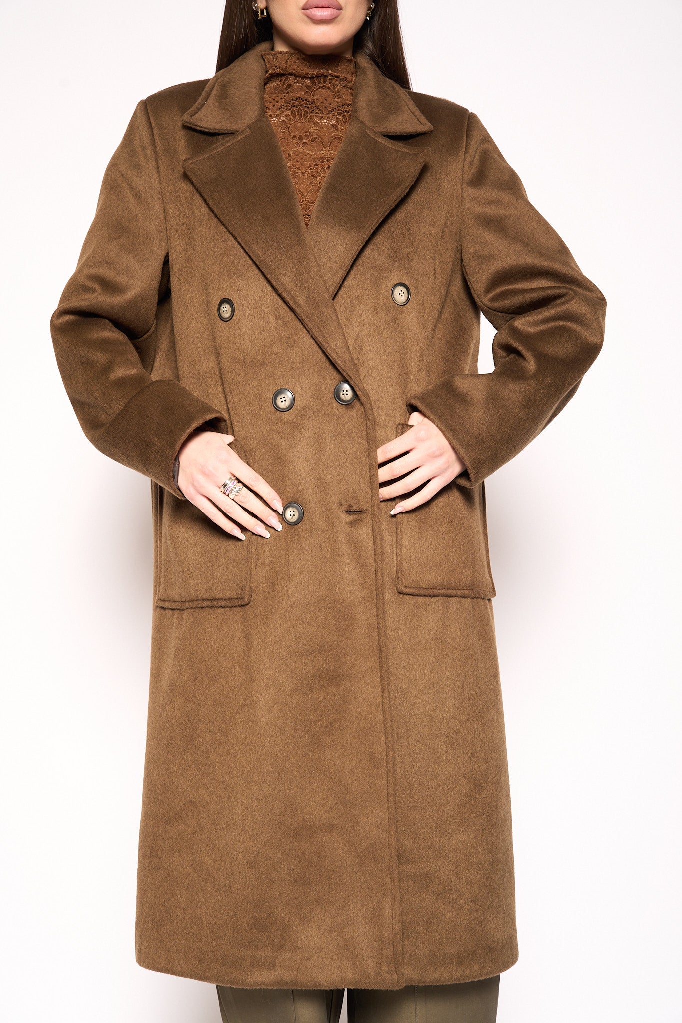 Cappotto pettinato marrone