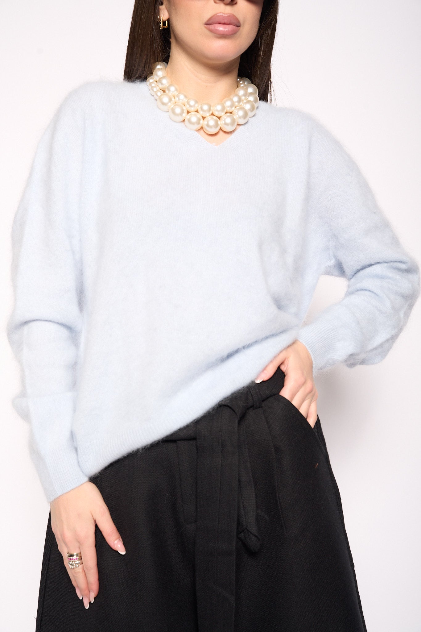 Maglione lana azzurra