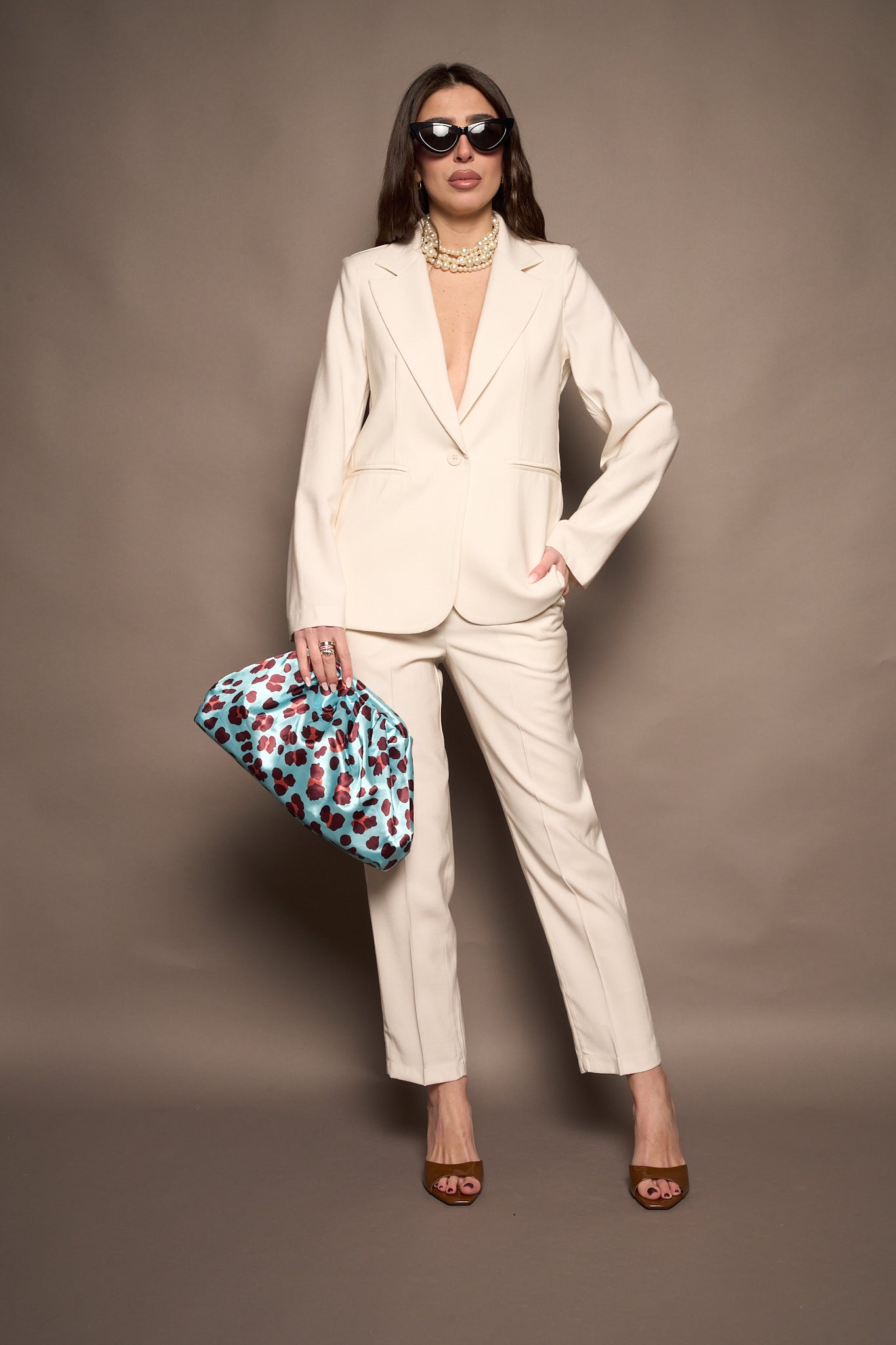 Pantalone tailleur bianco