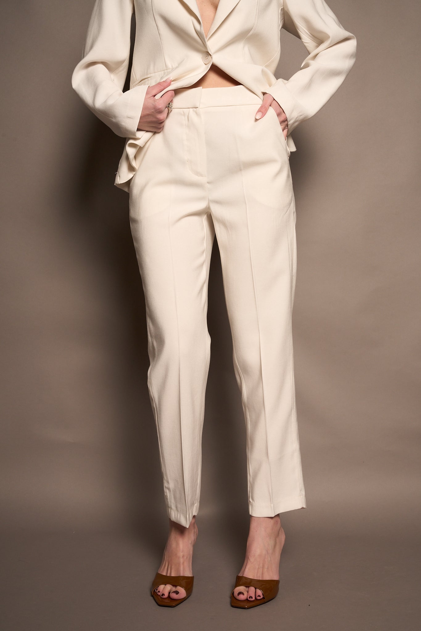 Pantalone tailleur bianco