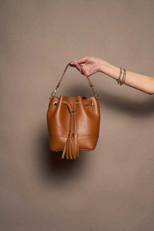 Secchiello vera pelle camel