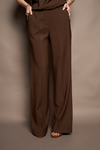 Pantalone viscosa marrone