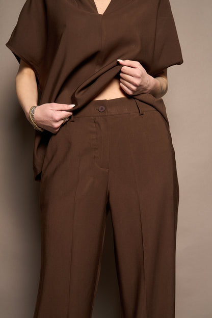 Pantalone viscosa marrone