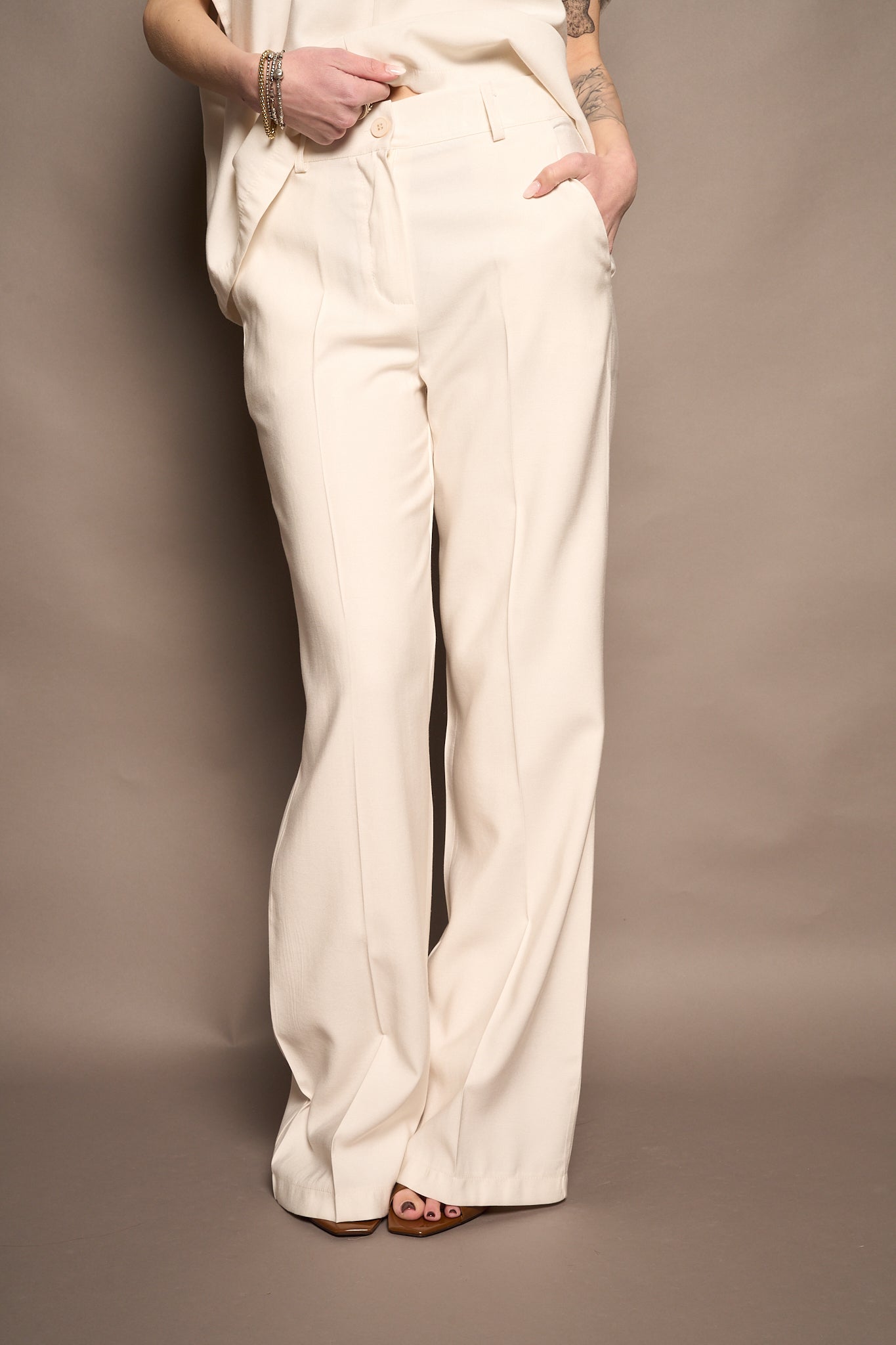 Pantalone viscosa bianco