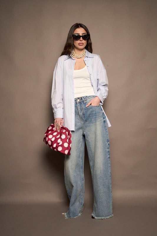 Camicia righe azzurra