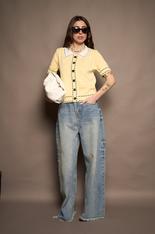 Cardigan maglia giallo