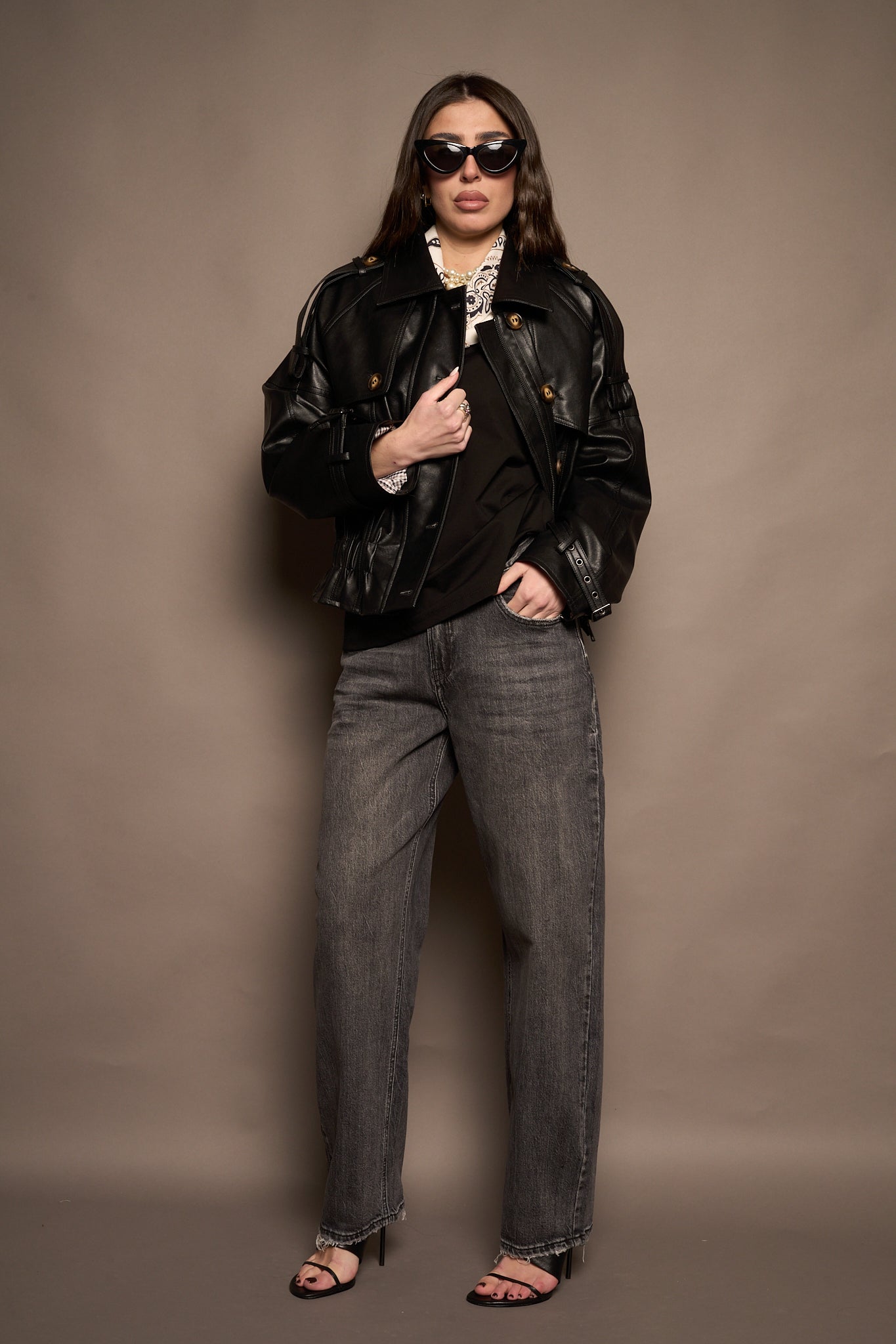 Bomber ecopelle nero