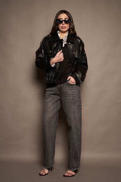 Bomber ecopelle nero