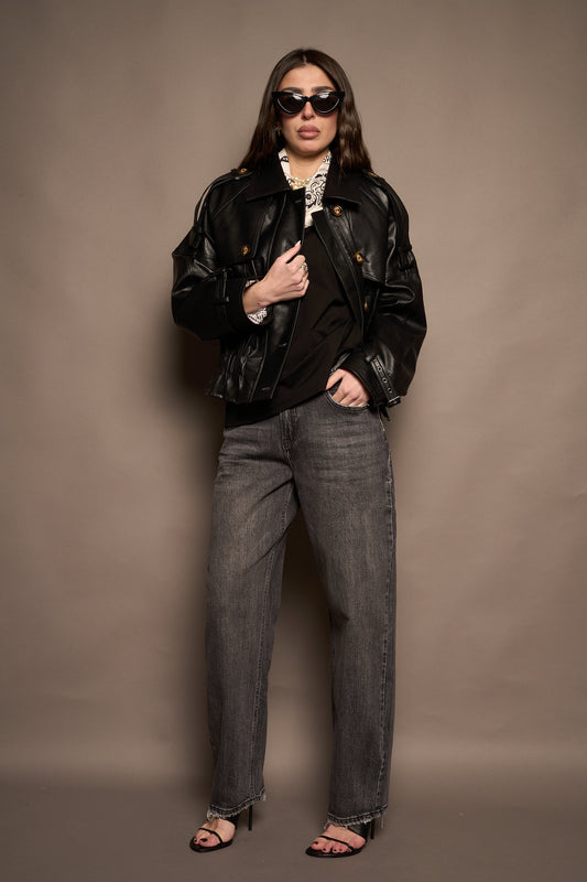 Bomber ecopelle nero