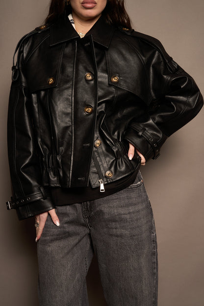 Bomber ecopelle nero