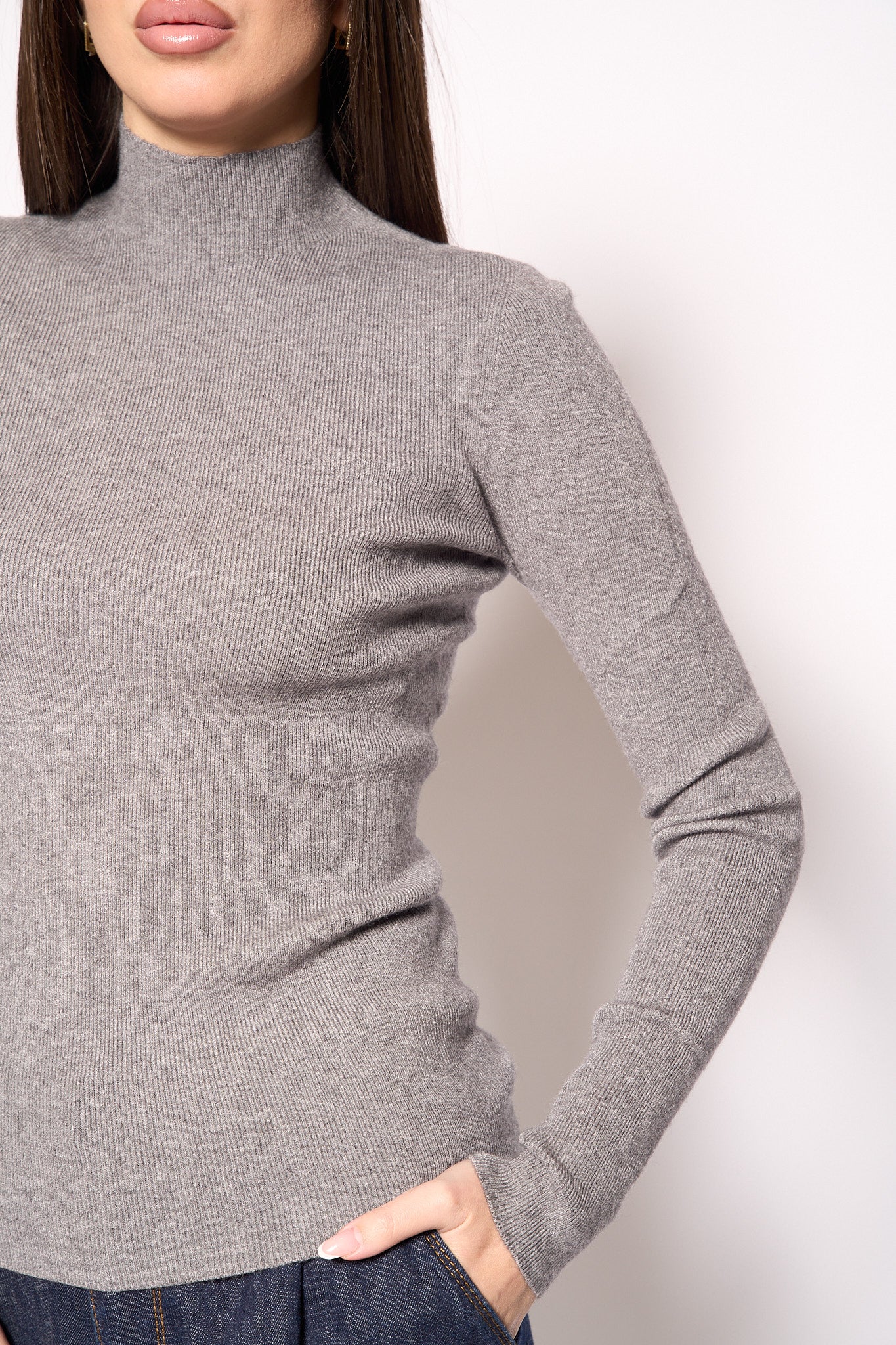 Lupetto costina grigio