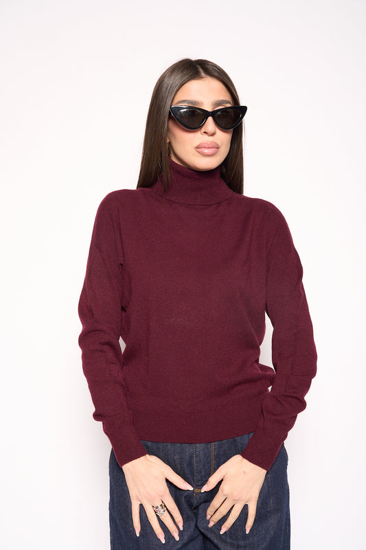 Maglia collo alto bordeaux