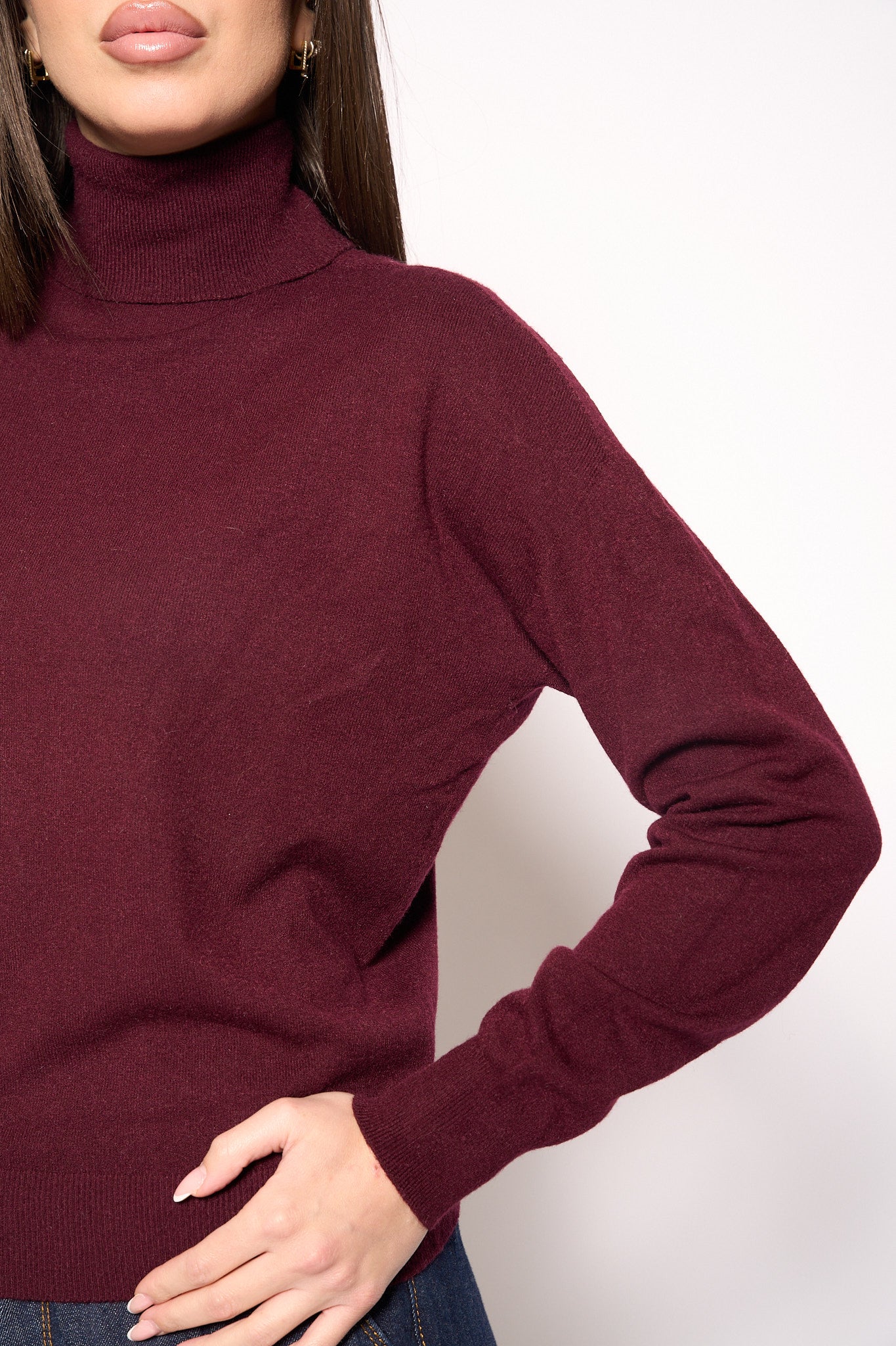 Maglia collo alto bordeaux