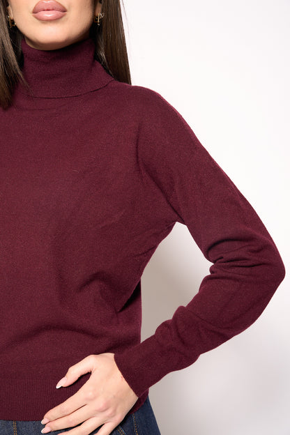 Maglia collo alto bordeaux