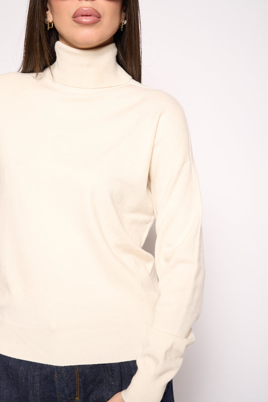 Maglia collo alto panna