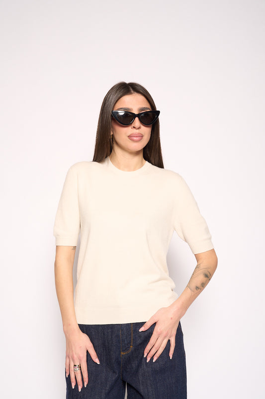 Maglia mezza manica panna
