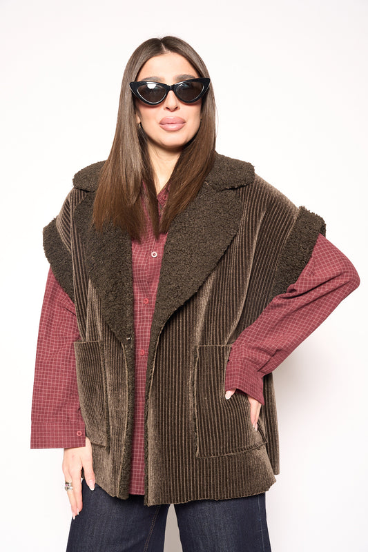 Montone smanicato kaki