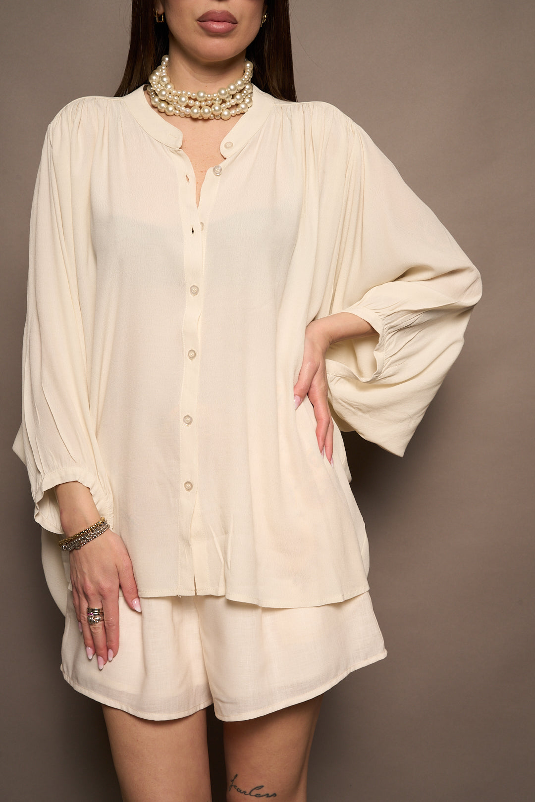 Camicia coreana panna