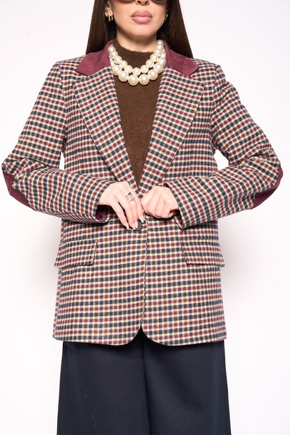 Giacca quadri bordeaux