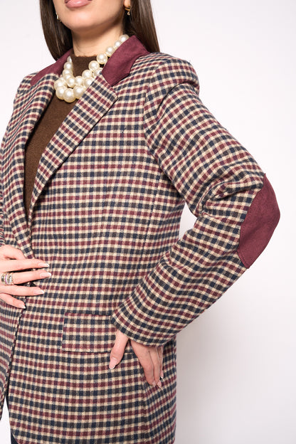 Giacca quadri bordeaux