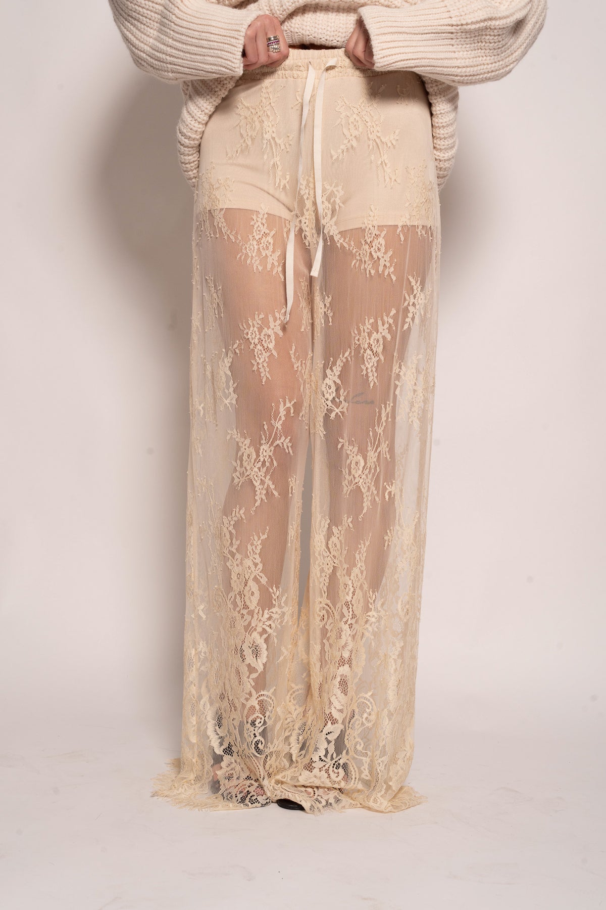 Pantalone pizzo panna